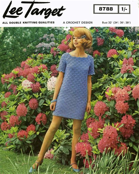 Vintage Ladies Dress 3238 Bust Dk Crochet Etsy Uk Short Sleeve Mini