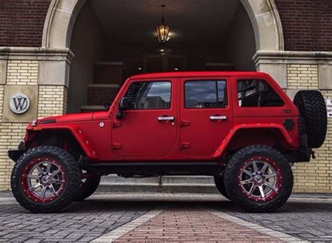 Impressive Flat Red Jeep Jk 4 Door W Nice Lift What Really Sets It Off