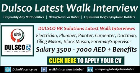 Dulsco Recruitment Open Day Jobs Technical Staff Walk In Interview