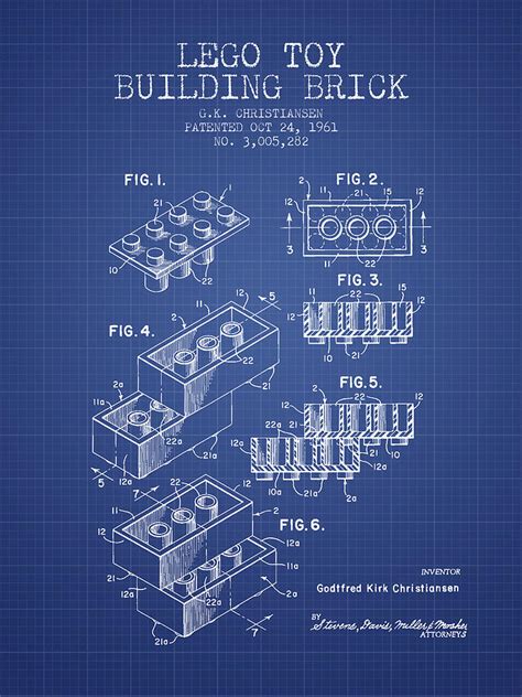 Lego Toy Building Brick Patent From Blueprint Digital Art By