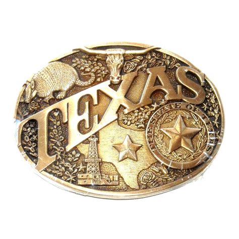 Texas And State Seal Belt Buckle Made By Award Design Medals Noble Ok