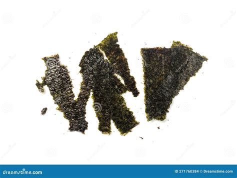 Seaweed Flakes Mix Of Dulse Sea Lettuce And Nori In Wooden Bowl Royalty Free Stock