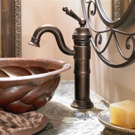 Single-handle vessel sink faucet in bronze from Moen and available from ...