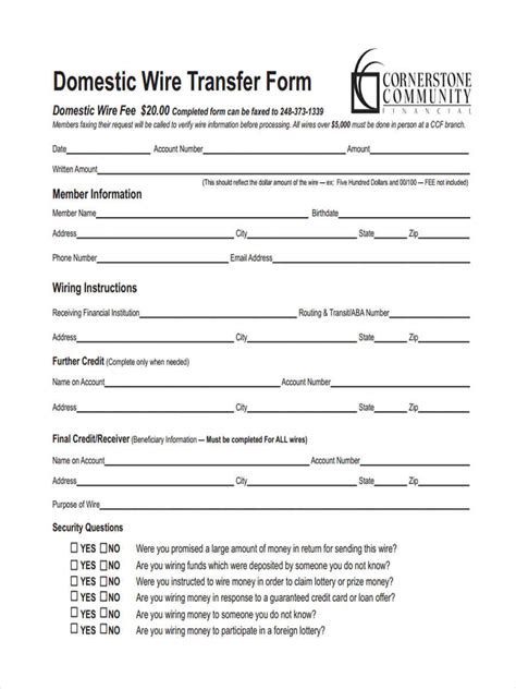 Free 9 Wire Transfer Forms In Pdf Ms Word Excel