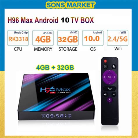 Jual Android TV BOX H96 MAX RK3318 STB Set Top Box RAM 4GB ROM 32GB 4