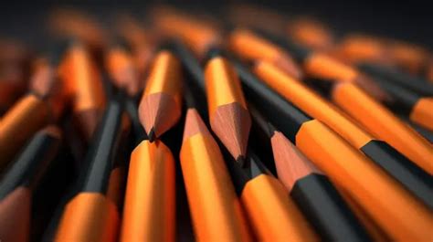 Black Tipped Orange Pencils In 3d Render Background Pencil Art Pencil