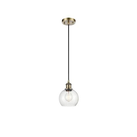 Innovations Athens 60 Watt 1 Light Antique Brass Shaded Mini Pendant