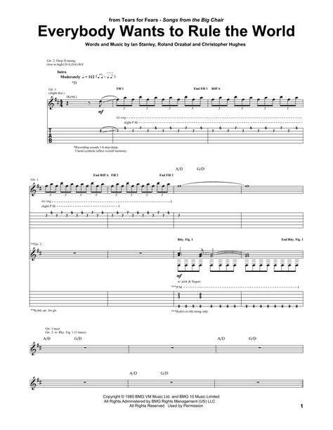 Everybody Wants To Rule The World by Tears For Fears - Guitar Tab - Guitar Instructor