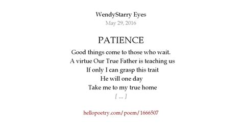 Patience By Wendystarry Eyes Hello Poetry