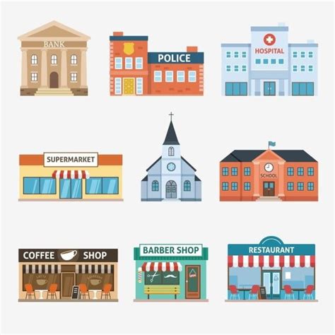 Bank Building Clipart Vector Set Of Buildings Bank City Clipart