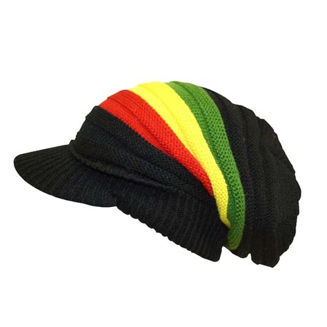 Bob Marley Rasta Slouch Beanie Hat Reggae Baggy With Peak New Etsy