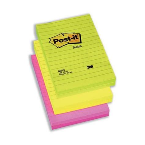 Post It Notes Large Format Notes Feint Ruled Pad Of 100 660n