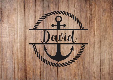 Split Anchor Rope Svg Split Monogram Anchor Name Frame Etsy