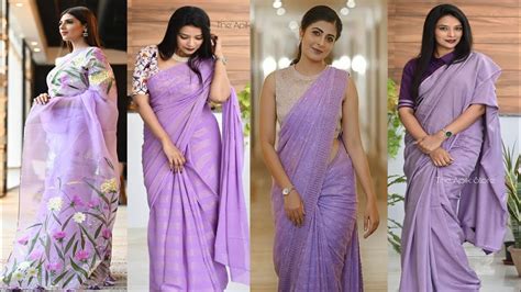 How To Style Purple Sarees Contrast Purple Saree Ideas Purple