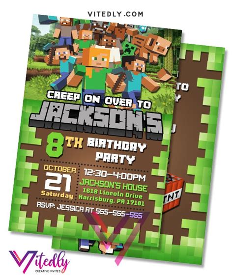 Minecraft Invitation Minecraft Birthday Invitation Free Thank You Card Minecraft Birthday