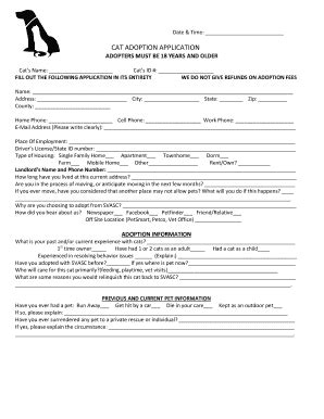 Cat Adoption Application Form Fill Out And Sign Printable Pdf