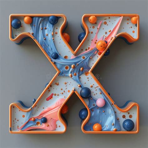 Letter X Is Creatively Crafted Using Vibrant Blue And Orange Balls