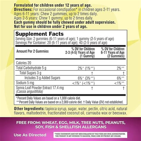 Senokot Kids Mixed Berry Laxative Gummy Age 2 Senna Extract For