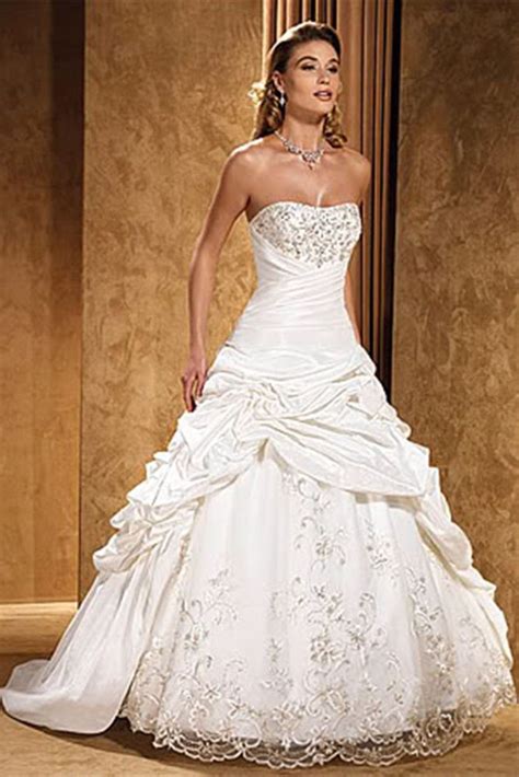 Strapless Straight Neckline White Ivory Corset Taffeta Wedding Dress