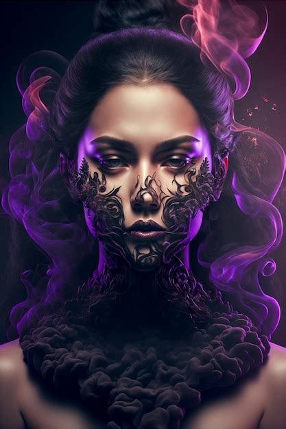 Premium Photo Glamorous Cyberspace Gas Masked Woman In Neon Fantasy