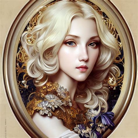 Breathtaking Baroque Blonde Beauty Full Head Oval Midjourney Openart