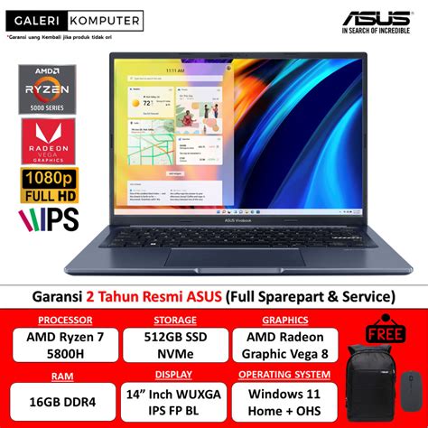 Jual Laptop Gaming Asus Vivobook 14x M1403qa Amd Ryzen 7 5800h 16gb 512gb Ssd Radeon 8 14 Wuxga