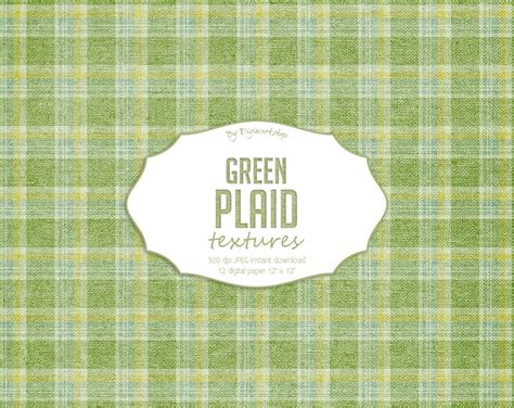 Green Plaid Digital Paper Green Plaid Textures st. | Etsy