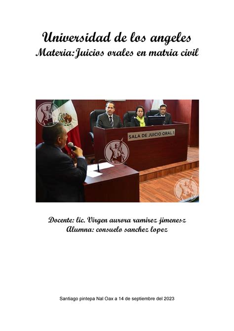 Juicio Oral Materia Civil Consuelo Sanchez Universidad De Los