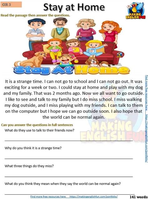 Grade 3 Reading Writing Comprehension Cards For Kindi Primary And