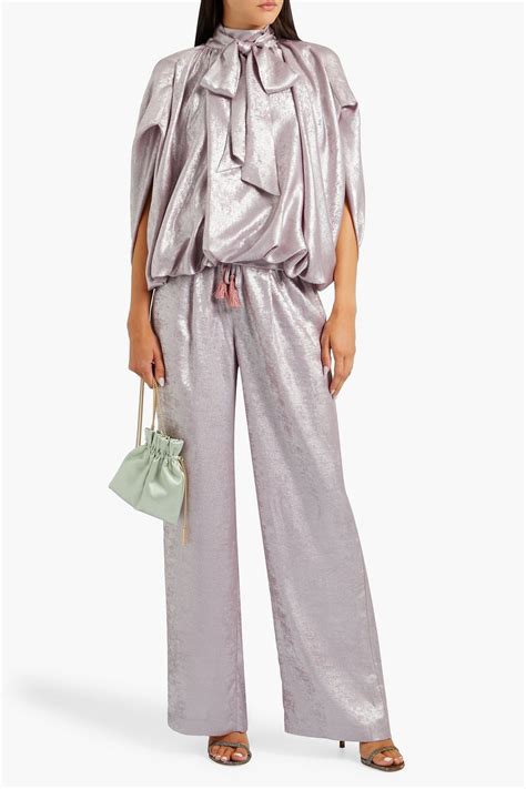 Badgley Mischka Tasseled Lamé Wide Leg Pants The Outnet