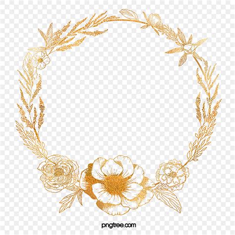 Golden Flower Border PNG Picture Golden Flower Border Element Golden