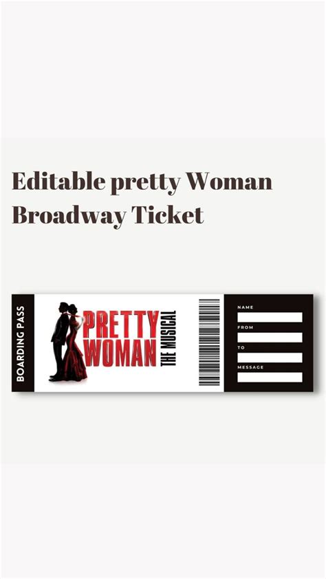 Printable And Editable Pretty Woman Broadway Ticket Surprise Etsy In