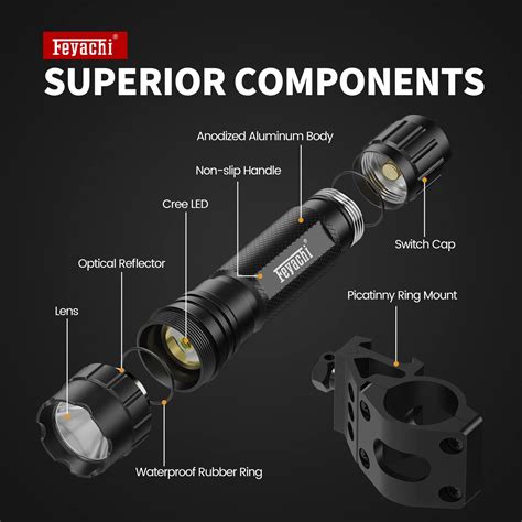 Feyachi Fl11 Mb Tactical Flashlight 1200 Lumen Matte Black Led Weapon