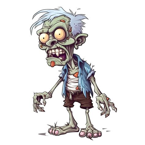 Cute Old Zombie Cartoon Illustration Halloween Concept Character