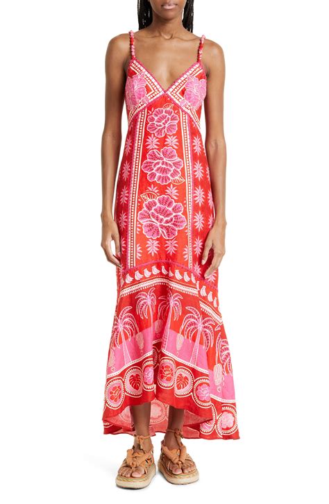 FARM Rio Summer Sunrise Embroidered Linen Maxi Dress Lyst