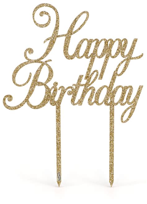 Acrylic Sparkling Fizz Gold Cake Topper Happy Birthday H161mm X