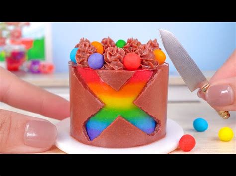 Satisfying Miniature Rainbow Chocolate Cake Fancy Miniature Cake