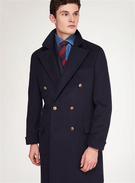 Navy Blue Wool And Cashmere Double Breasted Coat Gutteridgeus Mens Catalog Gutteridge