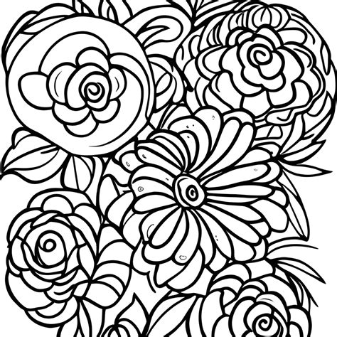 Create Beautiful Water Colors Flowers Superresolution Coloring Page