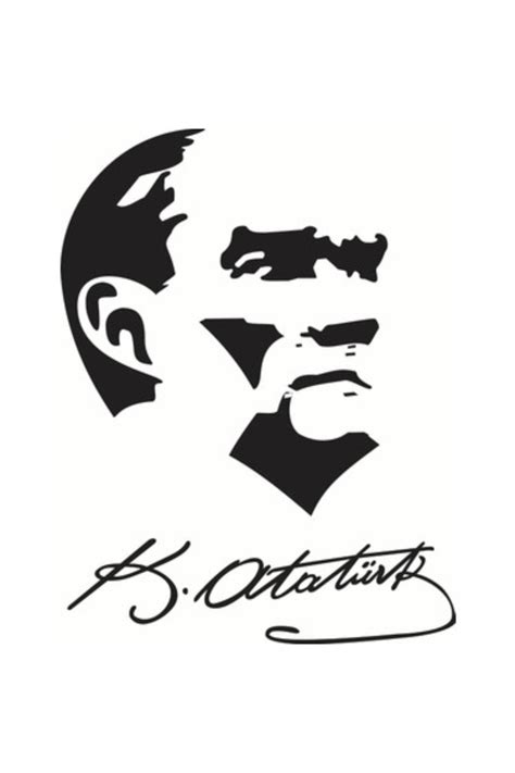 Baskı Madeni Gazi Mustafa Kemal Atatürk Silueti Imza Sticker 15