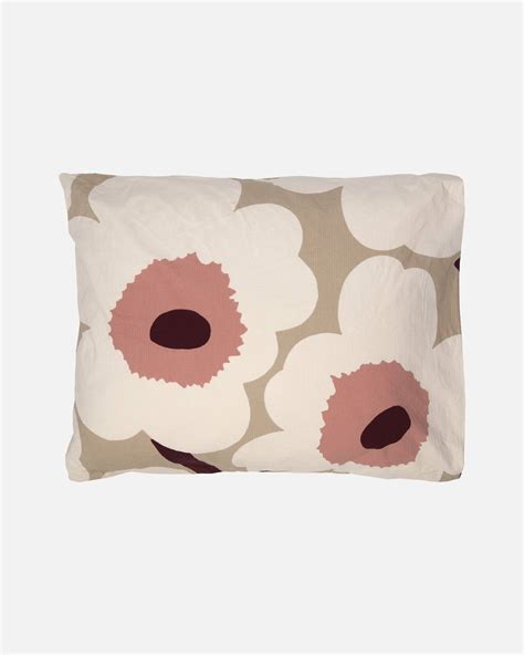 Marimekko Unikko Tyynyliina 80x80 Cm Beige Puuvilla Roosa Iloinen