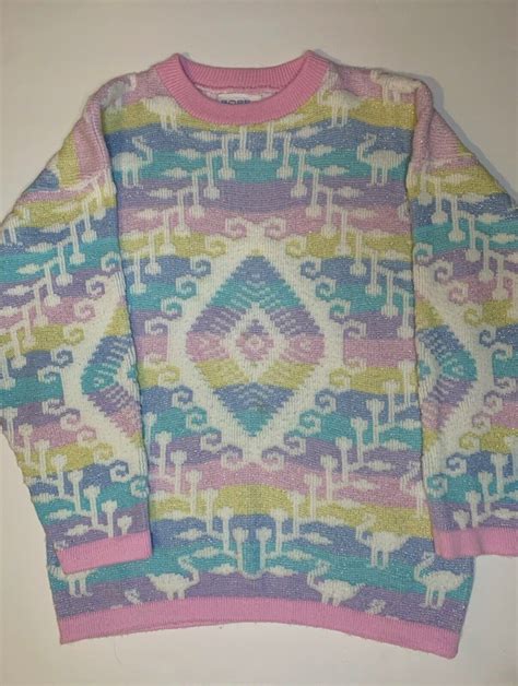 Vintage Pastel Flamingo Sweater Rose Kawaii Fairy Kei Gem