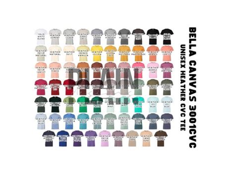 New Colors Bella Canvas 3001cvc Color Chart Digital Etsy