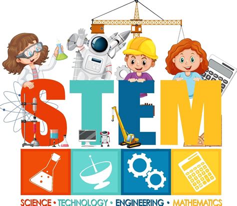 STEM education logo with children cartoon character 3411369 Vector Art at Vecteezy