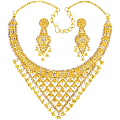 Malani Jewelers Fancy Two Tone Necklace Set In K Gold