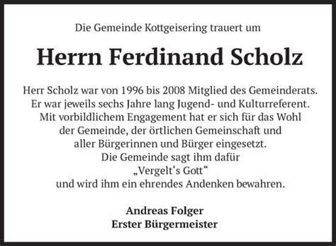 Traueranzeigen Von Ferdinand Scholz Trauer Merkur De