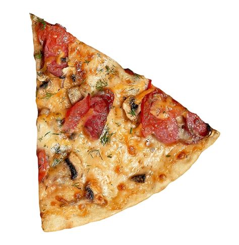 Premium Photo Triangular Piece Of Pizza With Tomatoes Mushrooms And