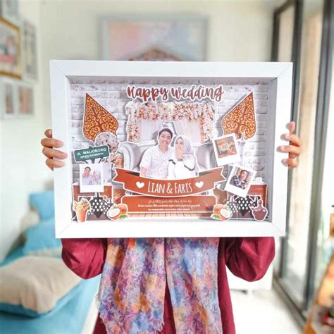 Kado Pernikahan Unik 3D Scrapframe Bingkai Fiber Custom