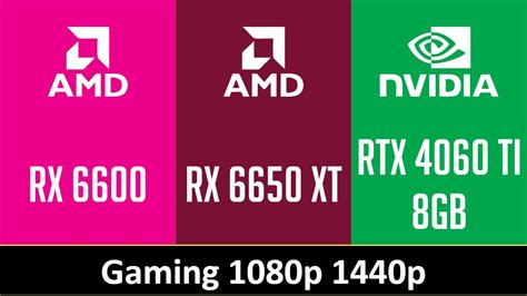 Rx 6600 Vs Rx 6650 Xt Vs Rtx 4060 Ti 8gb Gaming 1080p 1440p Youtube