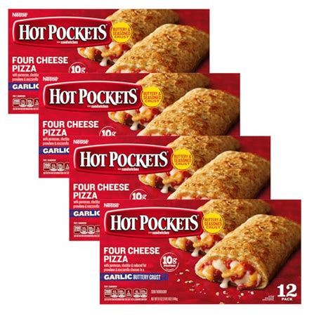 Hot Pockets Four Cheese Pizza Parmesan Cheddar Provolone And